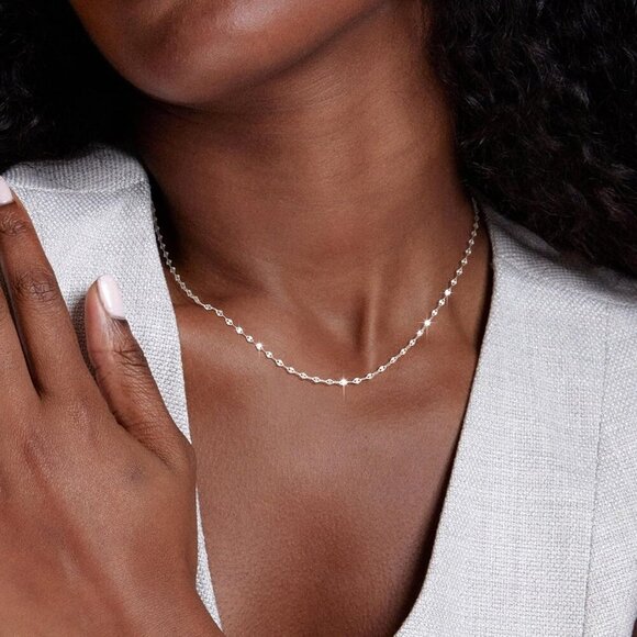 925 Sterling Silver Choker Necklace Figaro Link Chain Necklace for Women Simple - Picture 2 of 9